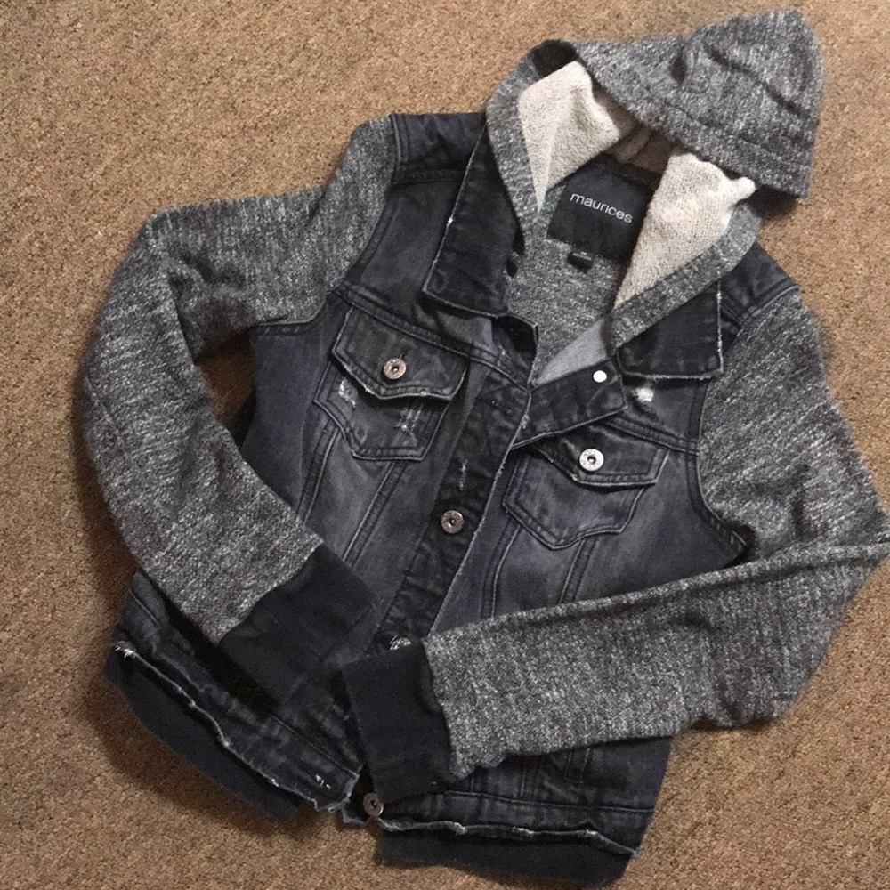 Maurices black jean jacket sweatshirt